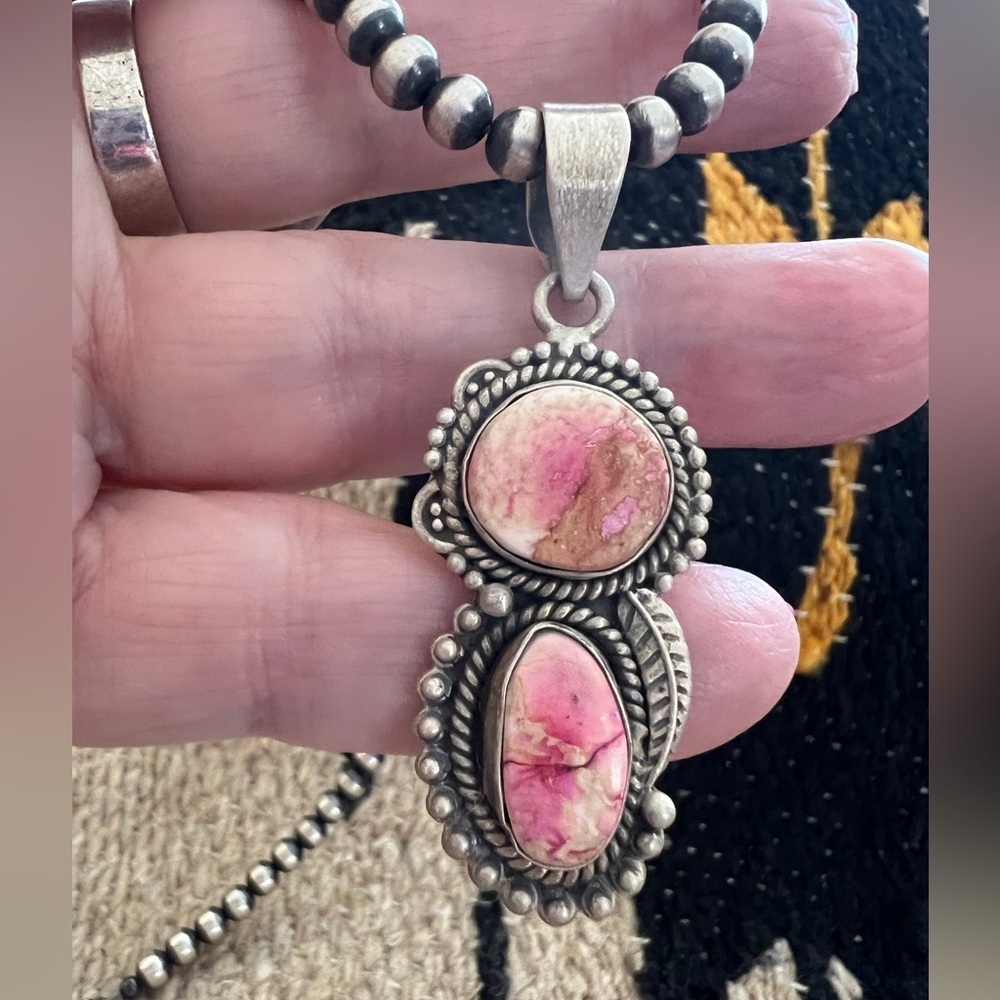 ❤️ Sea Sediment Jasper Statement Navajo Brushed 925 Pendant 2.10”L Unisex 8.8G - Picture 3 of 13